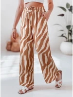 Dámske pruhované nohavice so širokými nohavicami ZEBRAVIBE beige/camel FashionStreet UY2655