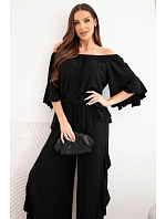 Dámsky viskózový boho set s volánmi čierny Dámsky viskózový boho set s volánmi čierny