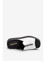 Zazoo 2916 Dámske žabky s pevnou platformou a zipsom White Zazoo 2916 Dámske žabky s pevnou platformou a zipsom White