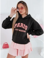 Dámska nadrozmerná mikina PARISSIA black FashionStreet BY1453 Dámska nadrozmerná mikina PARISSIA black FashionStreet BY1453