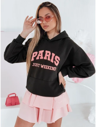Dámska nadrozmerná mikina PARISSIA black FashionStreet BY1453 Dámska nadrozmerná mikina PARISSIA black FashionStreet BY1453