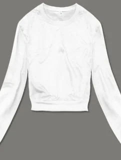 Tenká krátka biela dámska tepláková mikina (8B938-1)