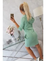 Šaty s kapucňou a vreckami tmavá mentolová