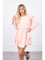 Šaty so zvislými volánmi svetlo púdrovo ružové Šaty so zvislými volánmi svetlo púdrovo ružové