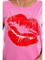 Blúzka s potlačou pier ružová