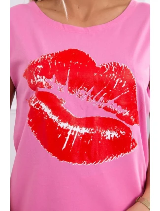Blúzka s potlačou pier ružová