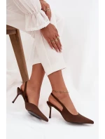 Szpilki Z Odkrytymi Piętami Czekoladowe Lenira