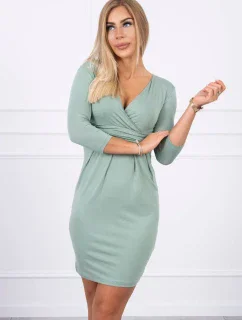 Priliehavé šaty s prestrihom pod prsiami tmavo mätovej farby