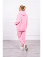 Zateplený set s mikinou s kapucňou svetlo ružový