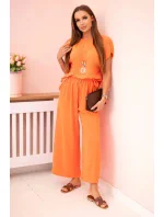 Viskózový set plisovaná blúzka + nohavice Oranžová Viskózový set plisovaná blúzka + nohavice Oranžová