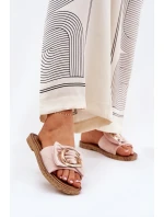 Płaskie Klapki Damskie Z Ozdobnym Detalem Różowe Nellodra