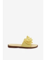 Dámské pantofle na nízkém podpatku s mašlí Žluté Amivelle