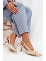 Dámské sandály na podpatku s ozdobným prvkem Béžové Eslina