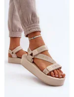 Dámske sandále na platforme Big Star - béžové