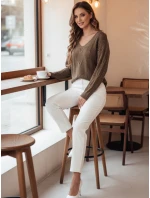 Dámsky sveter LACEONIA beige FashionStreet MY2404 Dámsky sveter LACEONIA beige FashionStreet MY2404