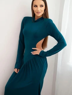 Dámske dlhé šaty s viskózou, rolákom a odhaleným zadným dielom