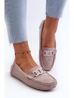 Damskie Modne Zamszowe Mokasyny Fioletowe Rabell