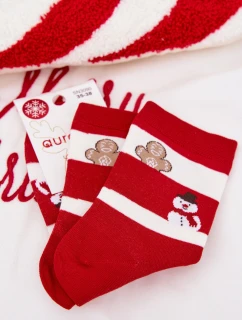 Dámské vánoční ponožky s pruhy červenobílé