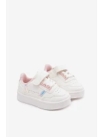 Detské tenisky Športová obuv na suchý zips White-Pink Malva