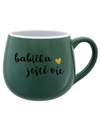 BABIČKA JEŠTĚ VÍC - zelený keramický pohár 300 ml