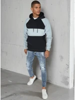 Pánska základná mikina s kapucňou s modrými a čiernymi pruhmi FashionStreet BX5900