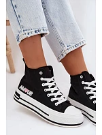 Dámské vysoké tenisky na platformě Černé Liline