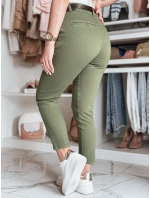 Dámske bavlnené nohavice slim fit s opaskom TAIRONIK khaki FashionStreet UY2547 Dámske bavlnené nohavice slim fit s opaskom TAIRONIK khaki FashionStreet UY2547