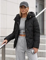 Dámska zimná prešívaná bunda s kapucňou, čierna, FashionStreet TY5939