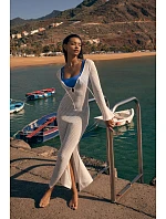 Plážové háčkované dlhé šaty MyWear LSL - SILK WHITE - TRIUMPH SILK WHITE - TRIUMPH