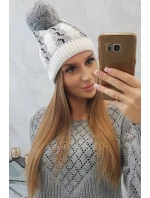 Dámska čiapka s brmbolcom Rozalia K323 sivá+biela