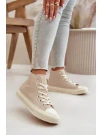 Dámske zateplené tenisky z eko kože Beige Big Star