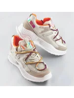 Béžové dámske sneakersy s dvojitými šnúrkami (7001) Béžové dámske sneakersy s dvojitými šnúrkami (7001)