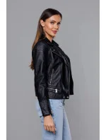 Čierna dámska bunda z eko kože (11Z8030)