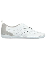 Dámske kožené ažurové slip-on topánky biele Rieker 43663-80