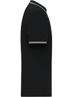 Daiber JN 1306 Pánske polo tričko z hrubého piqué s prúžkami 02.1306 čierna/biela/sivá