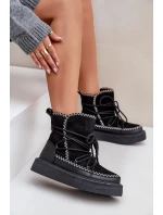 Dámske vyšívané snehule na platforme čierne Naleris