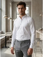 Pánska košeľa SLIM FIT so stojacím golierom biela FashionStreet DX2608