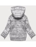 Asymetrická šedá dámska bunda s kapucňou (PC-7510-61)