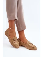Mokasyny Damskie Na Płaskim Obcasie Z Ozdobą Camel Iluvana