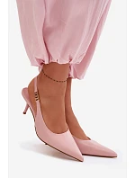 Dámské sandály z umělé kůže na podpatku Růžové Jelissey