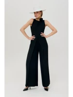 K184 Kombinéza so širokými nohavicami - čierna