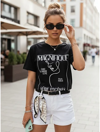ERION dámske bavlnené tričko čierne FashionStreet RY2502 ERION dámske bavlnené tričko čierne FashionStreet RY2502