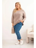 Dámsky plus size sveter s lodičkovým výstrihom Fango