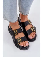 Eko Skórzane Sandały Z Klamrami Czarne Vulinea