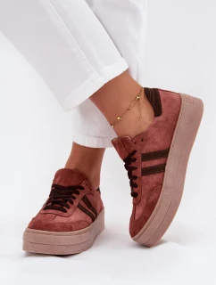 Dámske semišové tenisky na platforme Zazoo N1068S2 Brown