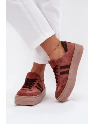 Dámske semišové tenisky na platforme Zazoo N1068S2 Brown Dámske semišové tenisky na platforme Zazoo N1068S2 Brown