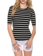 Sexy ribbed 3/4 sleeve shirt striped