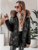 Dámska zimná bunda NORINA prešívaná s kožušinou čierna FashionStreet TY5054