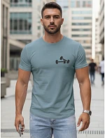 Pánske bavlnené tričko s minimalistickou petrolejovou potlačou FashionStreet NX5086R