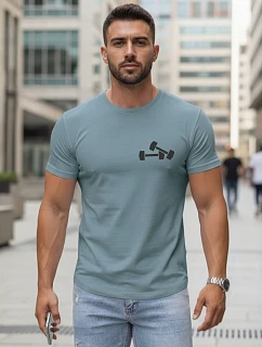 Pánske bavlnené tričko s minimalistickou petrolejovou potlačou FashionStreet NX5086R
